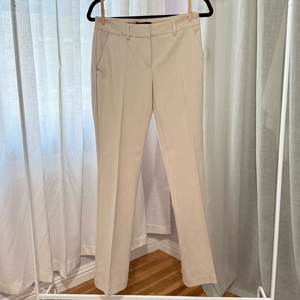 Express Columnist Barely Boot Mid Rise Stretch Slack (Beige)